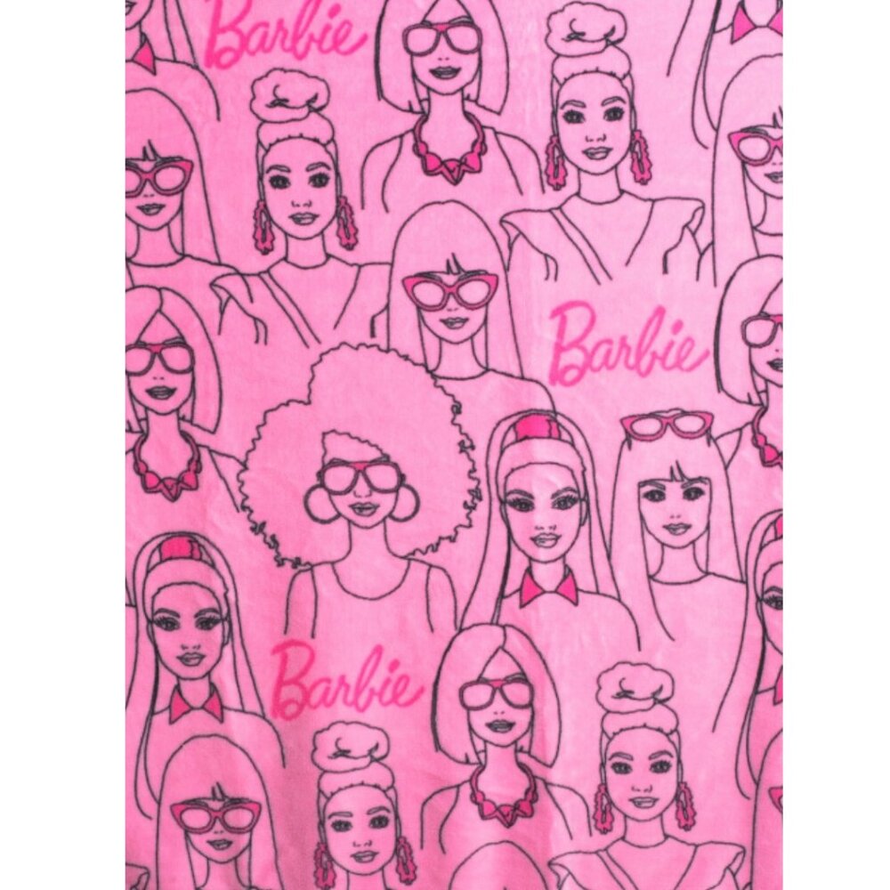 Barbie We Are All Barbie Oversized 50in X 70in Plush Pink Throw Blanket New